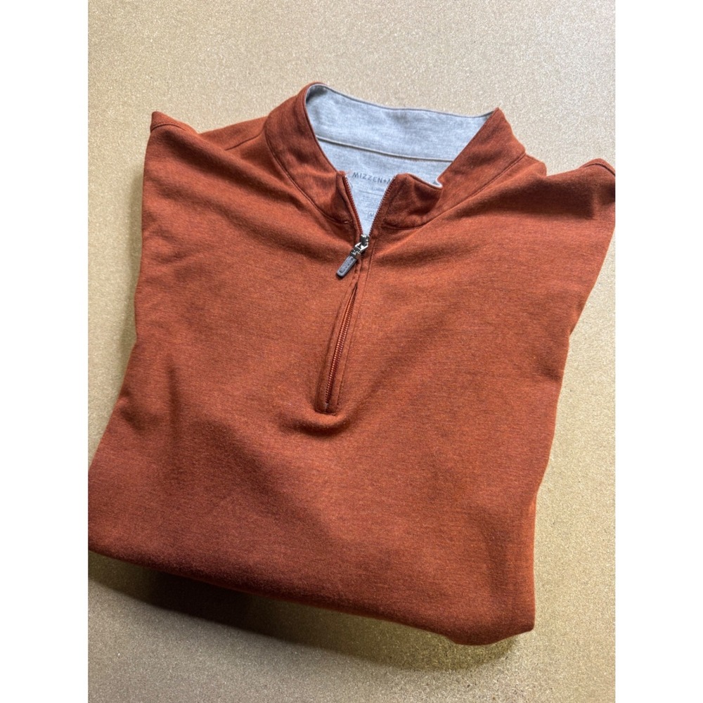 Mizzen+Main Mens‎ XLarge Rust Orange Quarter Zip Pullover Long Sleeve Shirt